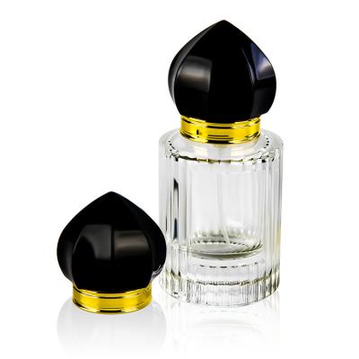 China Non Puddle Factory Custom PP+UV Material Scoops Form Perfume Lid Luxury Cap Black Magnetic Perfume Capsule for sale