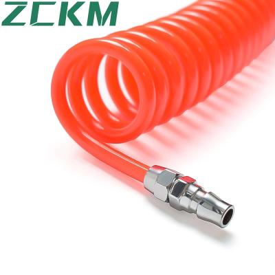 China Air Polyurethane Recoil Air Hoses with Air Fittings Connector, Compressor Lightweight Air PU Spring Spiral Pneumatic Hose for sale