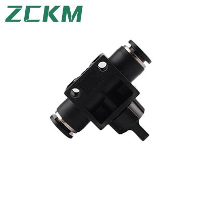 China Material of Construction Shop Black HVFF Pneumatic Manual Three Way Flow Switch Valve, Flow Limiting Quick Connector Speed ​​Controller Pneumatic Fitting for sale