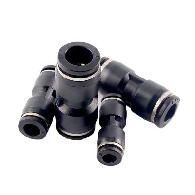 China Building Material Stores PU Series Pneumatic Fittings Straight Push In Connect Fit OD 1/4 5/16 3/8 1/2 Inch 2 Way Black Tube Hose Connectors for sale