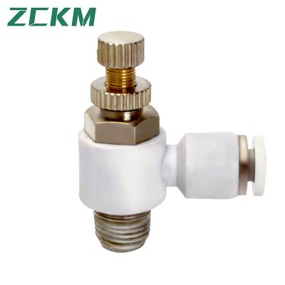 China Building Material Stores Penumatic SL Series Thrust To Connect Airline Fit Airflow Control Valve Elbow 90 Degree Air Velocity Control Valve Fitting for sale