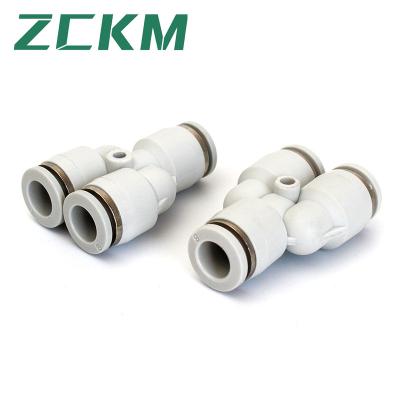 China Building Material Stores Plastic Y Spliter Push To Connect Fittings 3 Way Tube Connect Push Fit Pneumatic Push Lock PY Series Fitting Quick Connector for sale