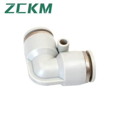 China Building Material Stores PV Series L Form Plastic Push In Quick Connector , High Quality White Union Elbow Plastic PV Pneumatic Push In Fittings for sale