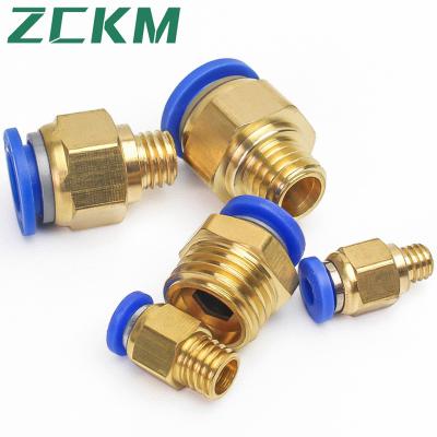 China Material of Construction Shop PC Series 4mm Plastic Brass Pneumatic Hose Fittings One Touch Fitting Pneumatic Quick Connectors Air Push In Part Hose Connector for sale