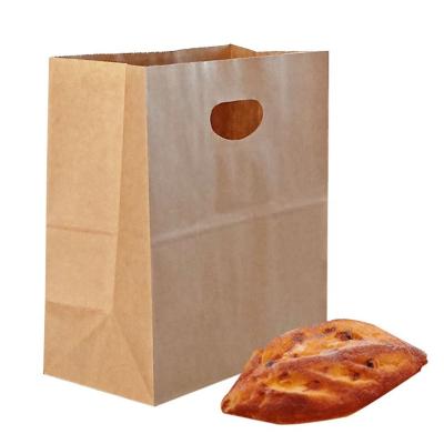 China Selling Recyclable 80gsm Brown Factory Kraft Die Cut Handle Paper Bag For Fast Food for sale