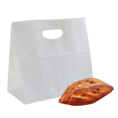 China Recyclable Super September Customized White Kraft Die Cut Paper Handle Bag For Bread for sale