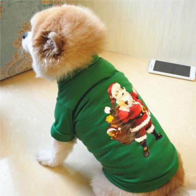 China Dog Cat Clothes Fashion Dog Puppy Clothes Pet Santa Claus Style Christmas T-shirt Clothing Printing Accessories for sale