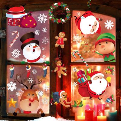 China Waterproof+Eco-friendly Christmas Window Clings Christmas Santa For Stained Glass Christmas Window Decorations for sale