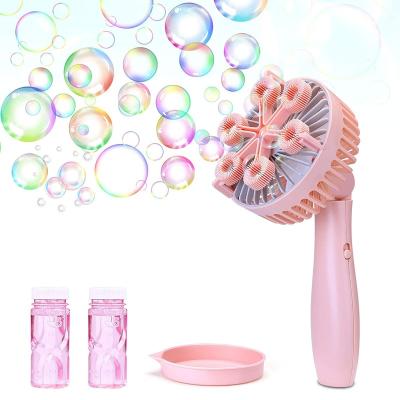 China Solar Camping Fan with Lightweight 2 in 1 Portable Automatic Bubble Machine Bubble Fan Maker for Kids with 2 Solutions The Adjustable Mini Handheld Bubble Fan for sale