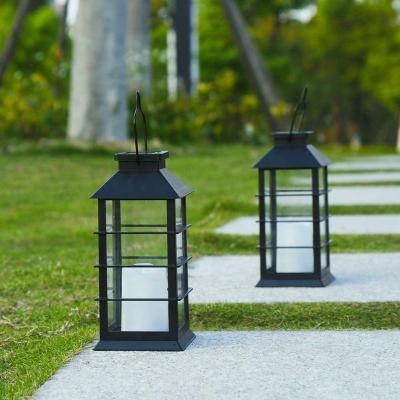 China Warehouse Outdoor Solar Lantern with LED Candle Lights Flameless Solar Powered Yard Decor Outdoor Decorative for Table Backyard Party for sale