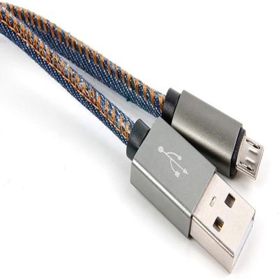 China Camera OEM Factory 1M Denim Style Jeans USB Micro Data Sync Cable for sale