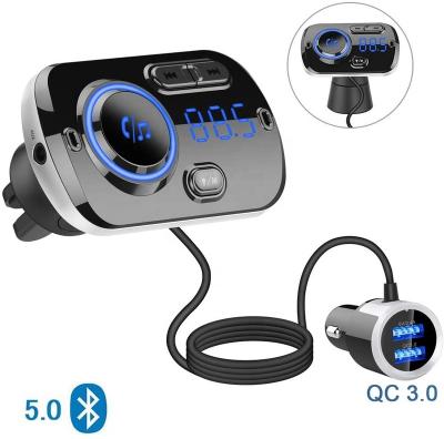 China NEW BT 5.0 Car Amplifier FM Transmitter Audio Adapter and Hands-free Car Calling MP3 Radio Transmitter Receiver for sale