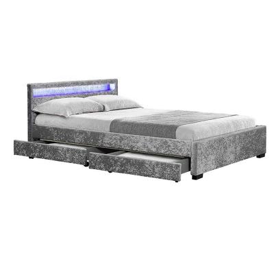 China Eco - Friendly Crushed Velvet Double Size Bed With Drawers for sale