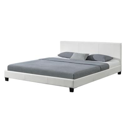 China 2019 Eco-friendly Modern Design Cheap Price Bedroom Furniture White Or Black Faux Leather Bed Frame for sale