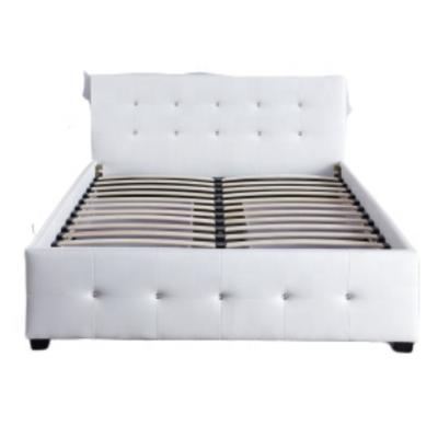 China Modern design warm white color storage 2019 sale PU leather bed frame with button tufted crystal headboard for bedroom furniture for sale