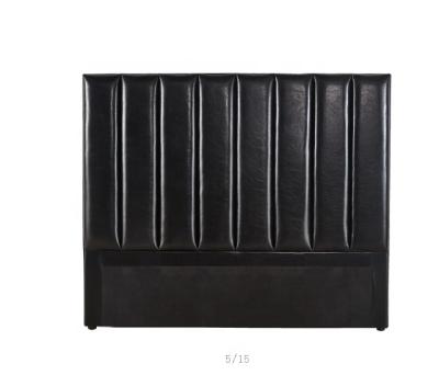 China Hot Sale Modern Design Luxury Ornate Shiny Eight Bar Striped Shape PU Bed Black Leather Headboard for sale