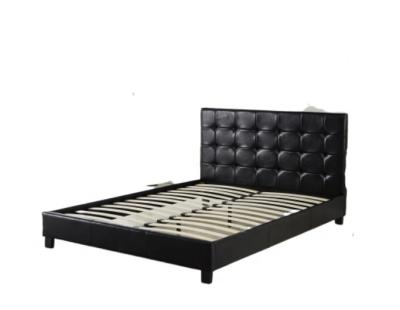 China 2018 Durable High Quality Multi Function PU Shiny Black Leather Bed With Tufted Dots Shape Headboard Bedroom Furniture for sale