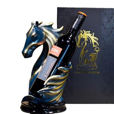 China Low MOQ Europe luxury creative resin decorative arts and crafts wine horse glass bottle holder for sale