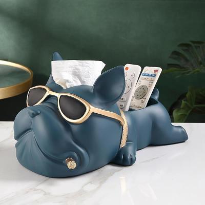 China Modern Resin Dachshund Europe Resin French Bulldog Stock Carving Box Cloth Sculpture Dachshund for sale