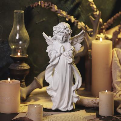 China Christ Angel Resin Kawaii Statue Europe Vintage Resin Angel Weeping Angels Sculpture White Resin Home Craft Figurine for sale