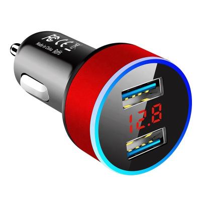 China Custom OEM Dual USB Cell Phone Digital Display Car Charger 2 Port 3.1A USB Car Charger For Iphone for sale