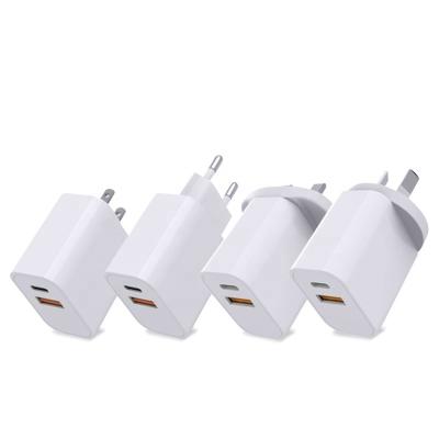 China Durable Super Charge 20W PD USB Wall Dual Port Charger Type C Charger EU UK US AU Plug Portable QC 3.0 PD USB C Charger Adapter for sale