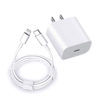 China Wholesale US EU AU Plug PD 20W Phone Charger USB-C Travel Wall Charger Durable USB Type C 20W Charger With Cable for sale