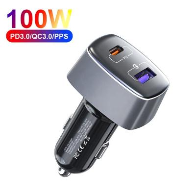 China Convenient Custom Car Charger 100W QC3.0 Dual Port 2 Port PPS PD Car Charger QC3.0 USB C For Xiaomi Huawei Samsung Laptop Tablet iPhone for sale