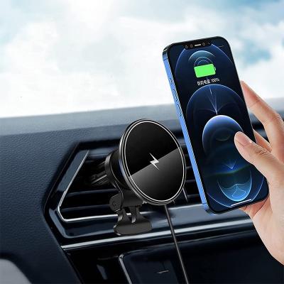 China Convenient Universal 360 Rotation Air Vent Magnetic Car Phone Mount Holder 15W Smart Wireless Charger For Iphone /Samsung for sale