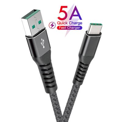 China Durable Universal Full Compatible For OPPO VOOC 6A Data Cabo Type C PD Super QC USB-C 5A Nylon Braided Fast Charging Cable For Samsung for sale