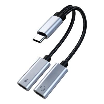 China Type C Splitter USB C DVD Player OEM USB Audio Earphone Fast Charging 2 In 1 Splitter Converter Cable USB C Computer Audio Cable For iPad for sale