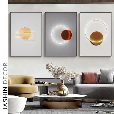 China Modern Simple Modern Aluminum Alloy Gold Artwork Wall Painting Living Room Dining Room Decorative Painting for sale