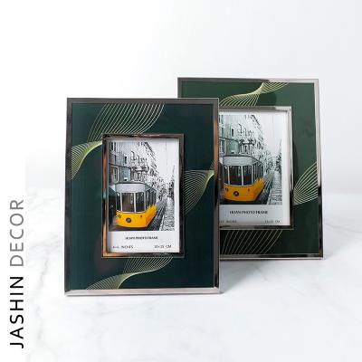 China Decorative European Style Glass Photo Ornaments Photo Frame European Modern Metal Photo Frame Marble Picture Frame for sale