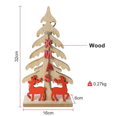 China New Christmas Tree Christmas Decorations Eco-Friendly Mood Wooden Elks Small Desktop Decorations for sale