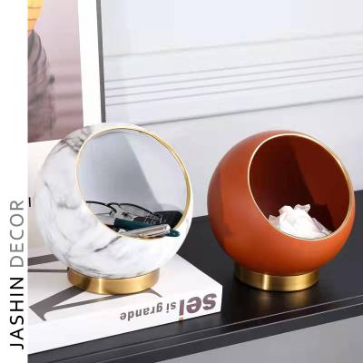 China Luxury Home Resin Stocked Art Sculpture Round Storage Box Modern Light Decor Gift for sale