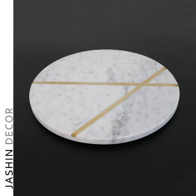 China Modern HIGH QUALITY Marble Tray Nordic Style Golden Edge Marble Tray Dessert Dish Jewelry Storage Marble Tray for sale