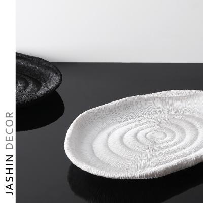 China Simple Design Resin Wholesale Minimalist Round Serving Tray Decorative Tray For Hotel Restaurant Decor for sale