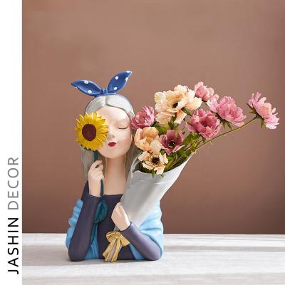 China Modern Nordic Minimalist Flower Women Body Vase Color Human Body Shape Bust Ceramic Vase For Home Decoration for sale