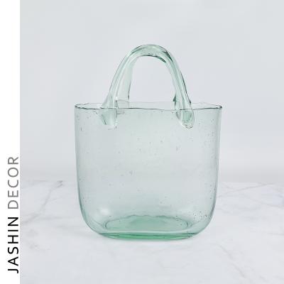 China Wholesale Flower Nordic Home Decorative Single Decorative Clear Bag Europe Wedding Glass Vase for sale