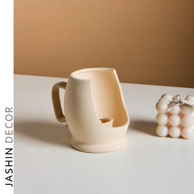 China Desktop Minimalist Ceramic Home Living Room Accessories Decoration Accessories Flower Pot Donuts Vase Interior Decor for sale