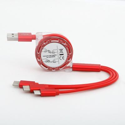 China 3 in 1 USB Cable For iPhone Charger Aluminum Alloy Data Cables For Android Moiblephone for sale