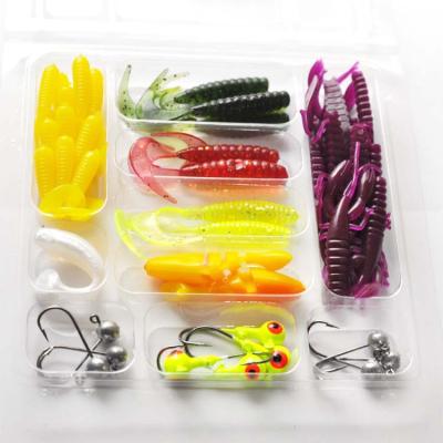 China Luya Acrylic Soft Bait Set 35 Soft Bait + 10 Small Lead Hook Road Set Fishing Lures Set for sale