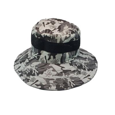 China Large brim sun protection autumn and summer camouflage fisherman hat men's acrylic sun hat outdoor travel fishing hat can be folded for sale