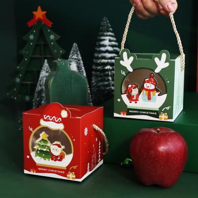 China Handmade SBS Ivory Board Christmas Paper Gift With PVC Window Ready To Ship for sale