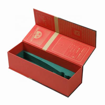 China Handmade High End Cardboard Wine Gift Packaging Box With Magnet End And EVA Insert for sale