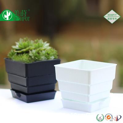 China home & garden square high quality black plastic nursery tray with handles flower pot saucer for sale