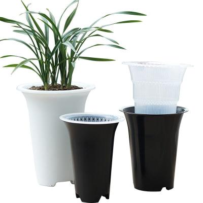 China Modern Plastic Mesh Planter Orchid Flower Pot Orchid Pots Set With Holes, Inner And Outer Plant Planters With Large Tray Size Pot for sale