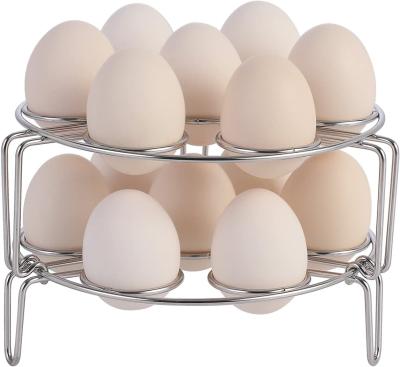 China Sustainable Egg Rack Holder Cooking Stackable Egg Rack Instant Steamer Two Layer Stainless Steel Kitchen Accessories Tripod for sale