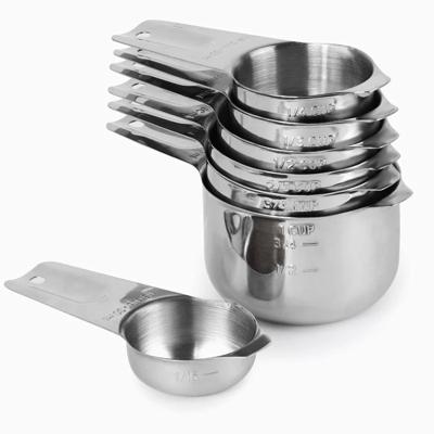 China Viable Hot Sale Cake Kitchen Accessories Stainless Steel Measuring Cups and Spoons Baking Set of 7 for sale