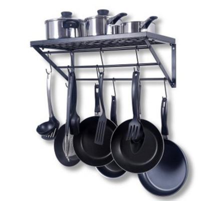 China Kitchen Pots And Pans Organizer Rack Ceiling Mount Cookware Rack Viable Hanging Hanger Have Hooks for sale